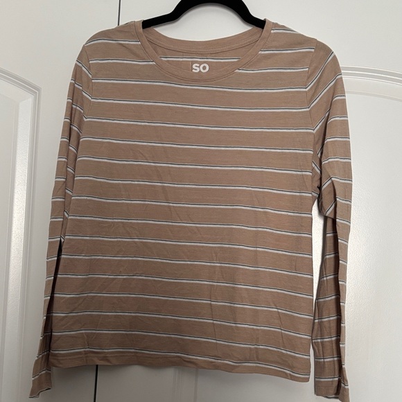SO Tops - SO Beige and White Striped Top